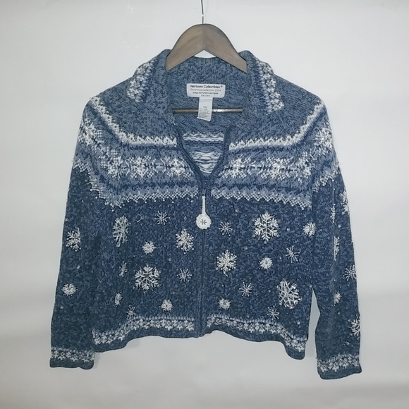 Heirloom Christmas XL Blue Snowflake Sweater Plus Petite - Picture 9 of 9
